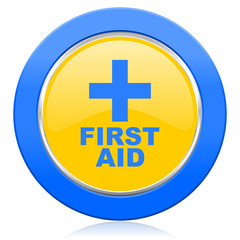 first aid blue yellow icon