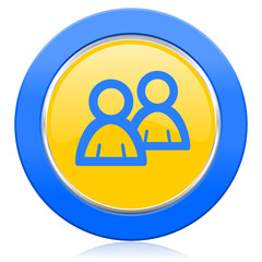 forum blue yellow icon people sign