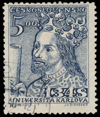 Stamp printed in Czechoslovakia showing Charles King