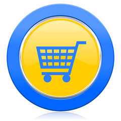 cart blue yellow icon shop sign
