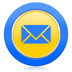 email blue yellow icon post sign