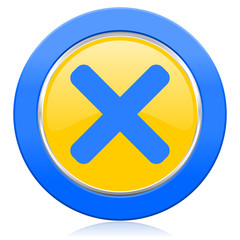 Obraz premium cancel blue yellow icon x sign