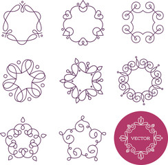 Collection of abstract geometrical icons, elements and frames