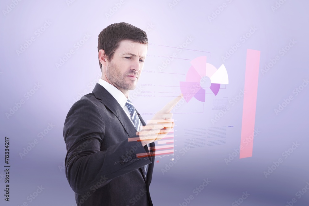 Poster composite image of businessman standing and pointing the finger