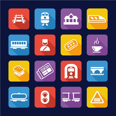 Railroad Icons Flat Design