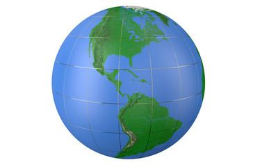 Earth globe, side of America