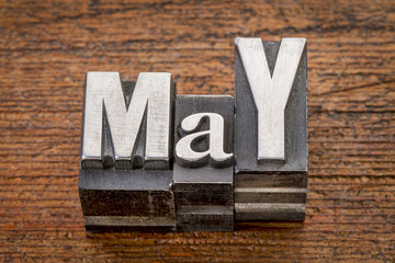 May month in metal type