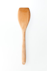 Wooden spatula wood white background, kitchen utensils