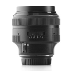 Lens of camera isolated on white