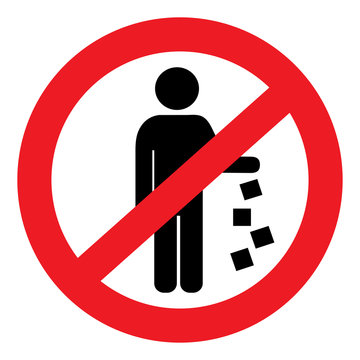 Круглый векторный запрещающий знак мусорить
