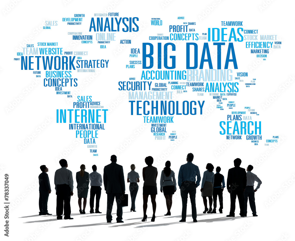 Poster big data storage information world map concept