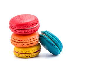 French macaroons on white background