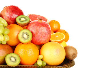 Assortment of fruits isolated on white