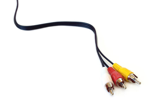 Long triple audio video cable with three color jacks isolated