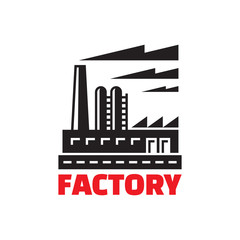 Industrial factory building - vector logo illustration.