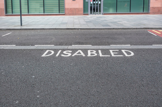 Disabled car parking space empty, UK