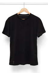 Black T-Shirt isolated with hanger