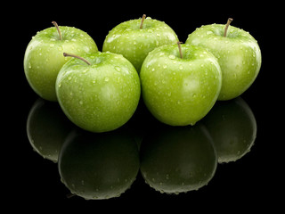Five green apples