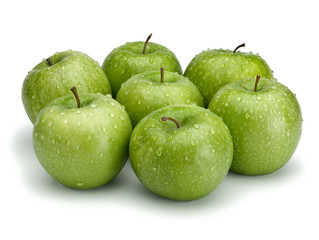 Seven green apples