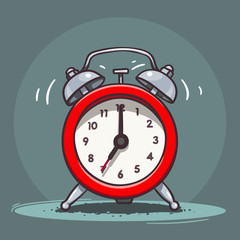 Vector illustration of red ringing vintage alarm clock