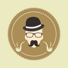 gentleman hipster smoker cartoon