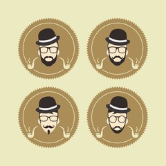 gentleman hipster smoker cartoon