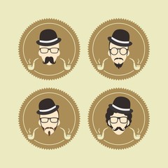 gentleman hipster smoker cartoon