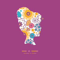 Vector colorful oriental flowers girl portrait silhouette