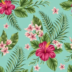 Printed kitchen splashbacks Hibiscus Floral seamless pattern