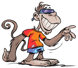 Naklejka premium Cartoon cool-looking Monkey character.