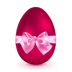 Red egg with pink bow