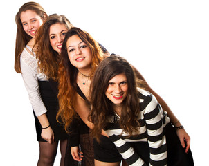 Fototapeta na wymiar Group of girl friends isolated over a white background