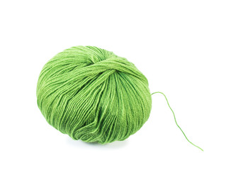 Green wool yarn ball