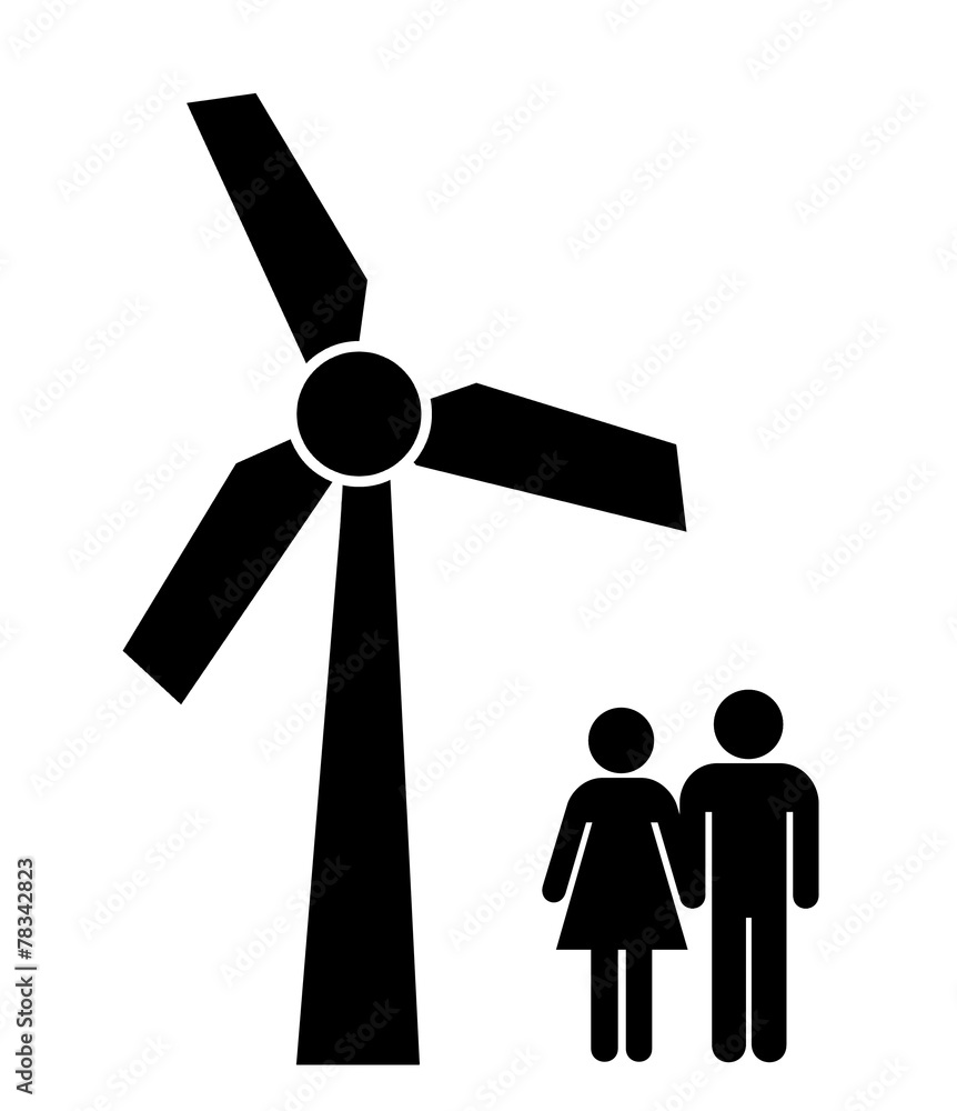 Poster Couple amoureux et une éolienne