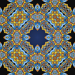 Seamless four corner carpet in blue ccolor. template for menu