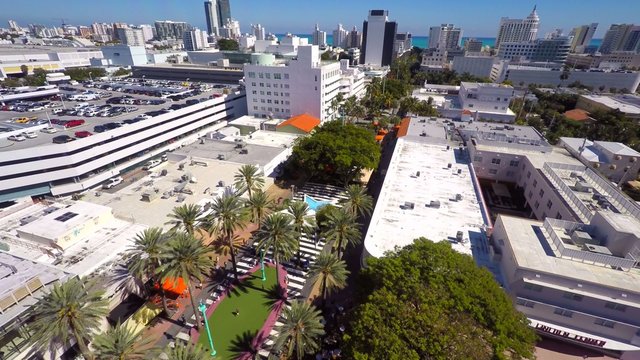 Lincoln Road Miami Beach aerial video 4k