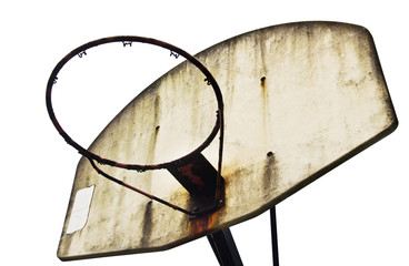 Old Rusty Isolated Basketball Hoop With No Net