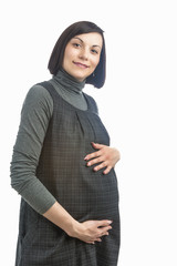 Beautiful Caucasian Pregnant Brunette Lady Expecting for a Baby