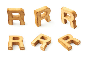 Naklejka premium Set of six block wooden letters isolated