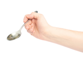 Male hand holding a spoon with oil