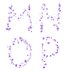 Letters made with the drops of paint