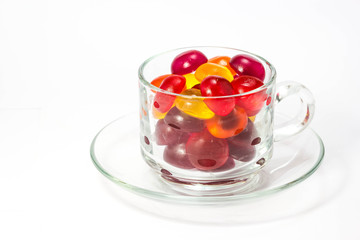colorful candy on white background.