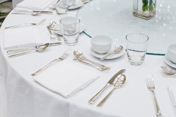 Table set for an event party or wedding reception