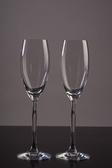 Two empty champagne glass