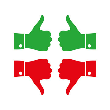 Icons thumbs up and down, vector illustration