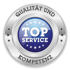 Blauer Top Service Siegel Mit Silber Rand