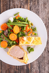 meat pie and vegetables