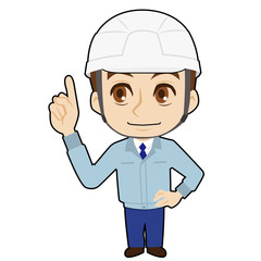 指をさす現場作業員