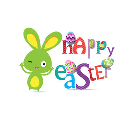 holiday background with cute bunny and egg