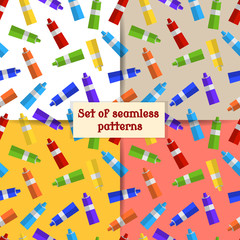 set of seamless patterns. Tubes of colored paint